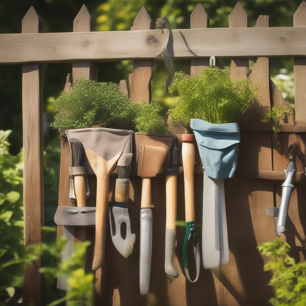 Gardener's apron with various gardening tools