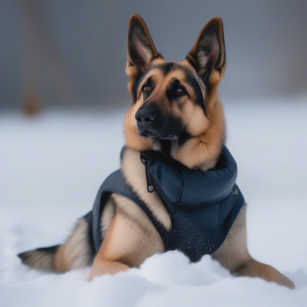 German Shepherd Dog in Winter Coat