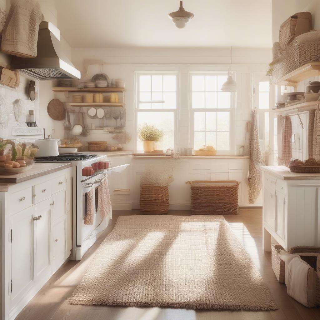 Gingham Kitchen Towels in a Farmhouse Kitchen