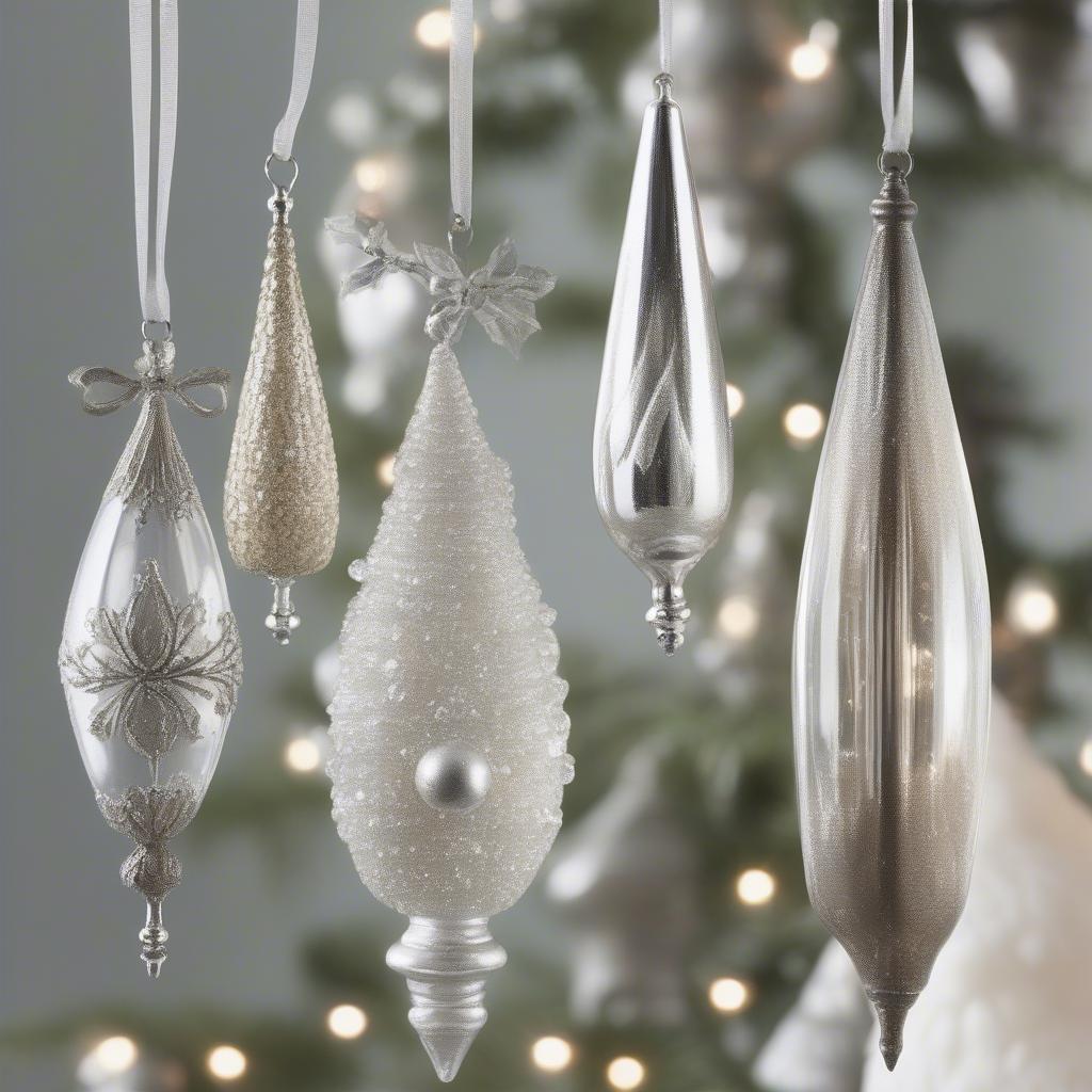 Various Glass Finial Ornaments Showcasing Different Shapes and Styles