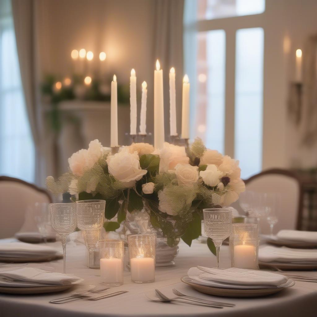 Glass Votive Holders on a Dining Table Setting