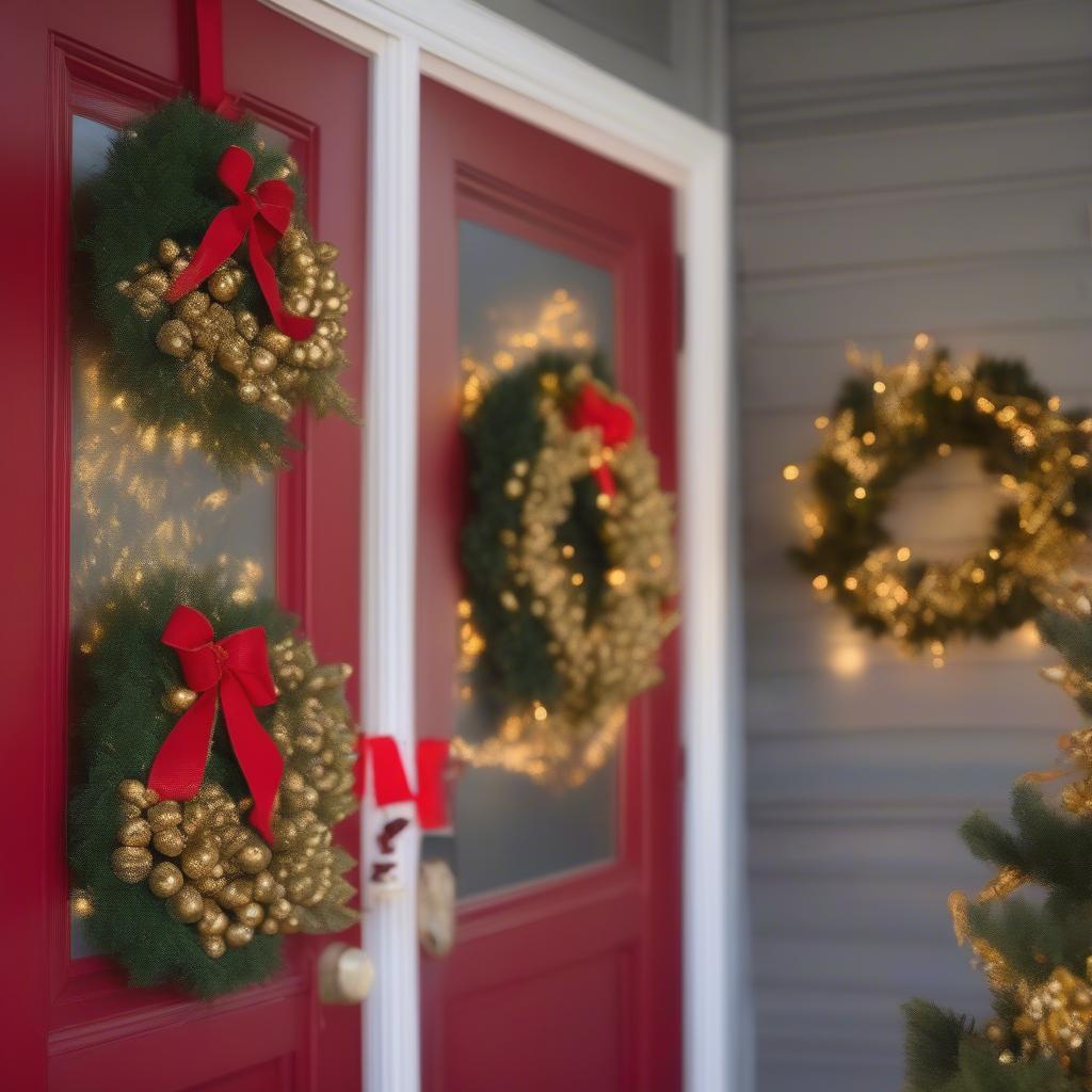 Gold Berry Wreath on a Christmas Door