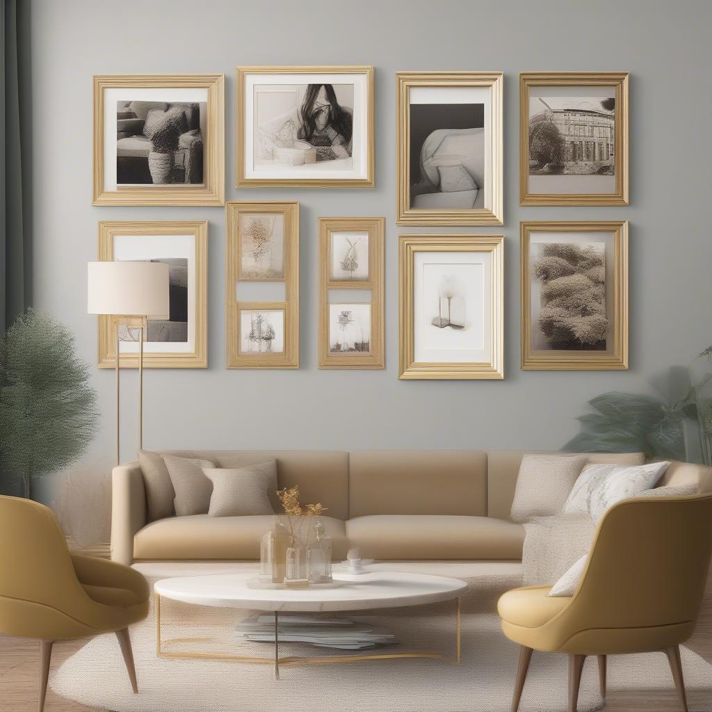 Gold Collage Photo Frame in Interior Design