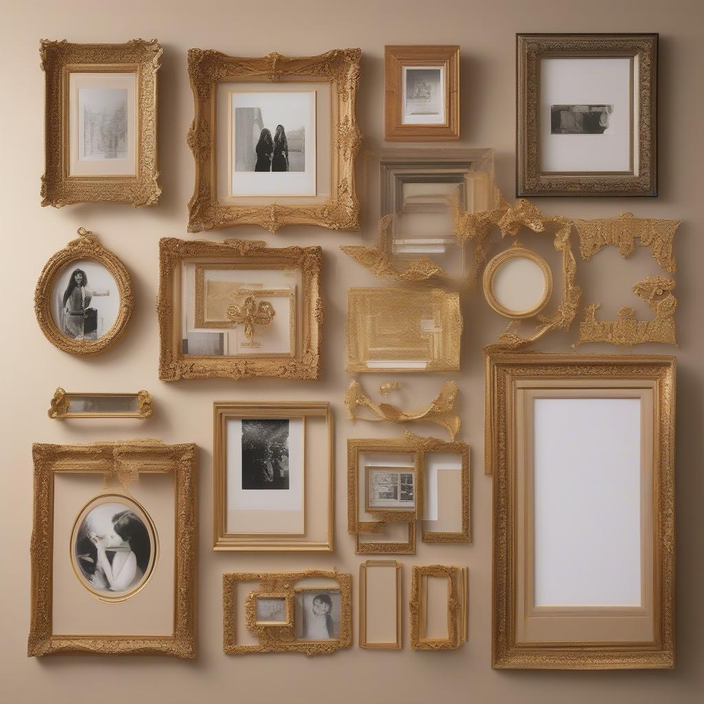 Various Gold Collage Photo Frames