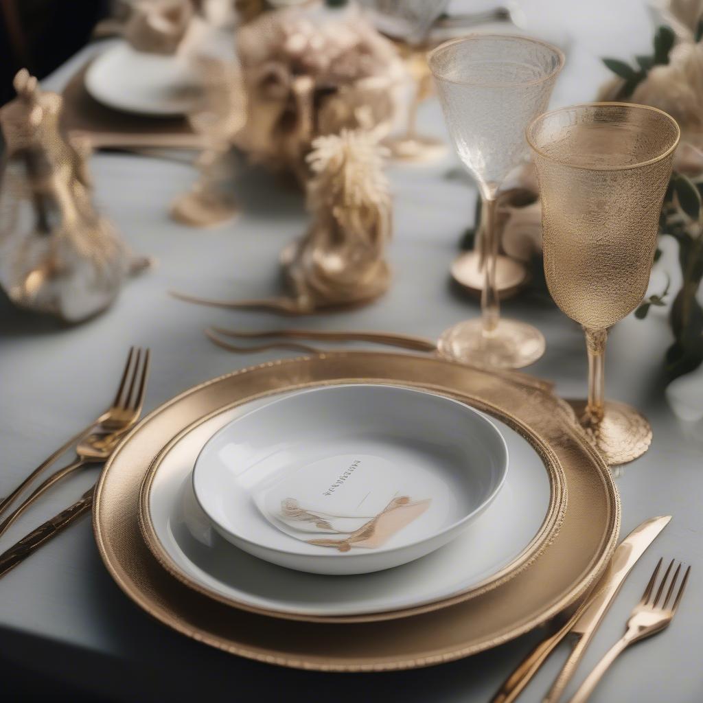 Gold Flatware on a Dining Table