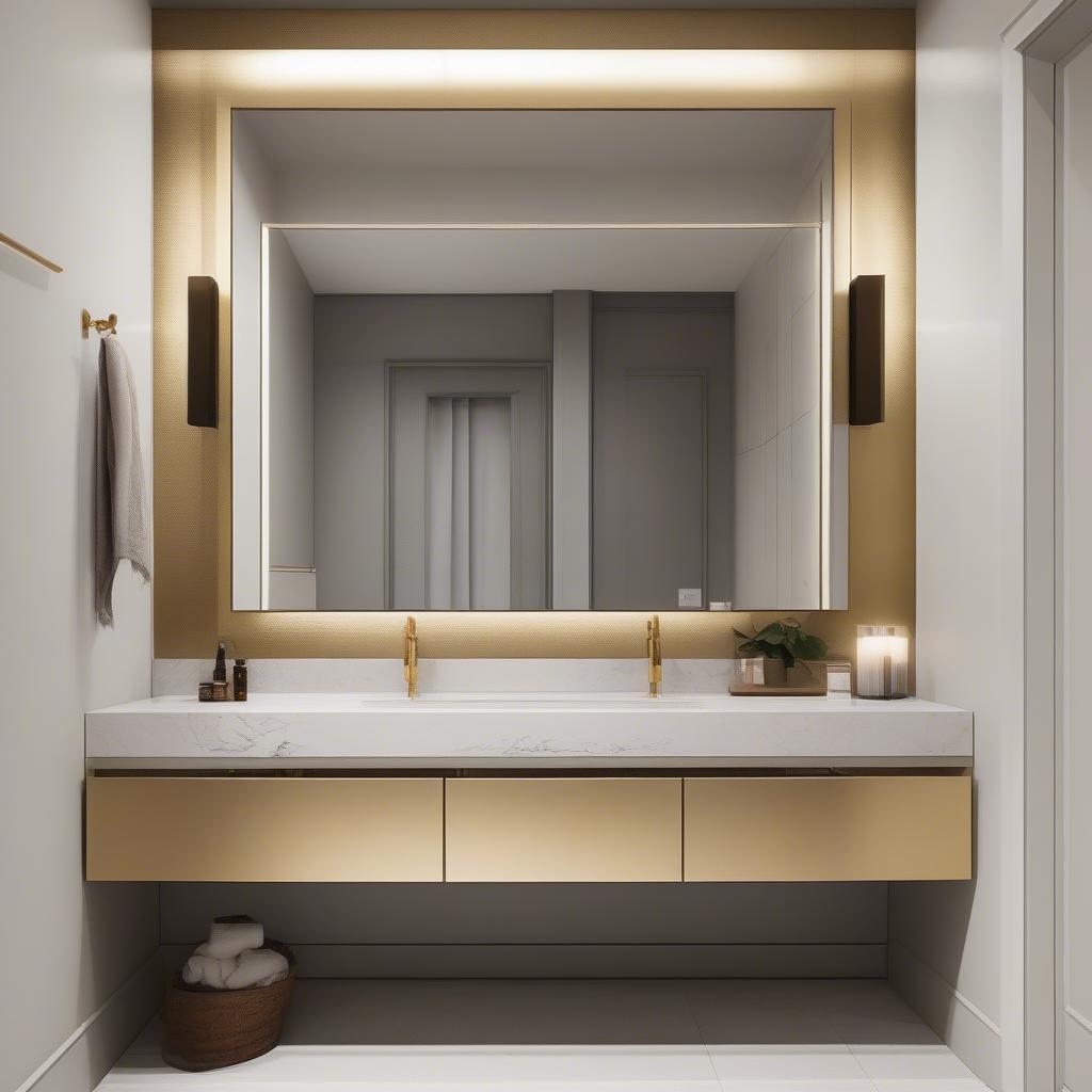 Gold Frame Mirror in a Bathroom