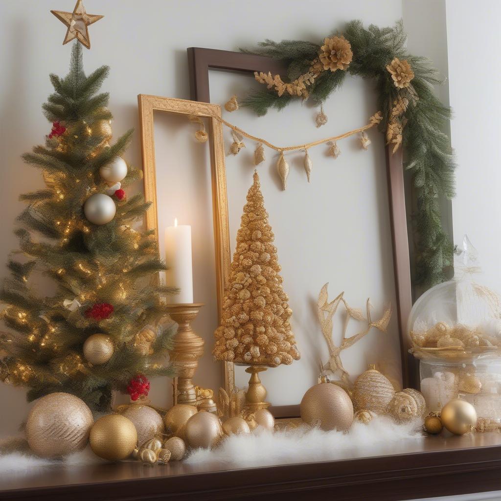 Gold frame ornaments used in various festive decorations