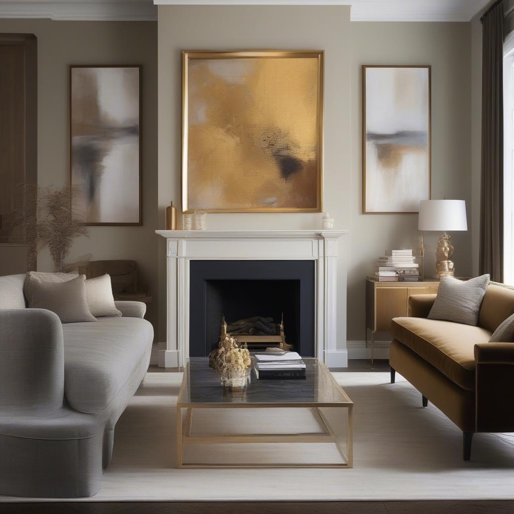 Gold Framed Art in a Living Room Setting