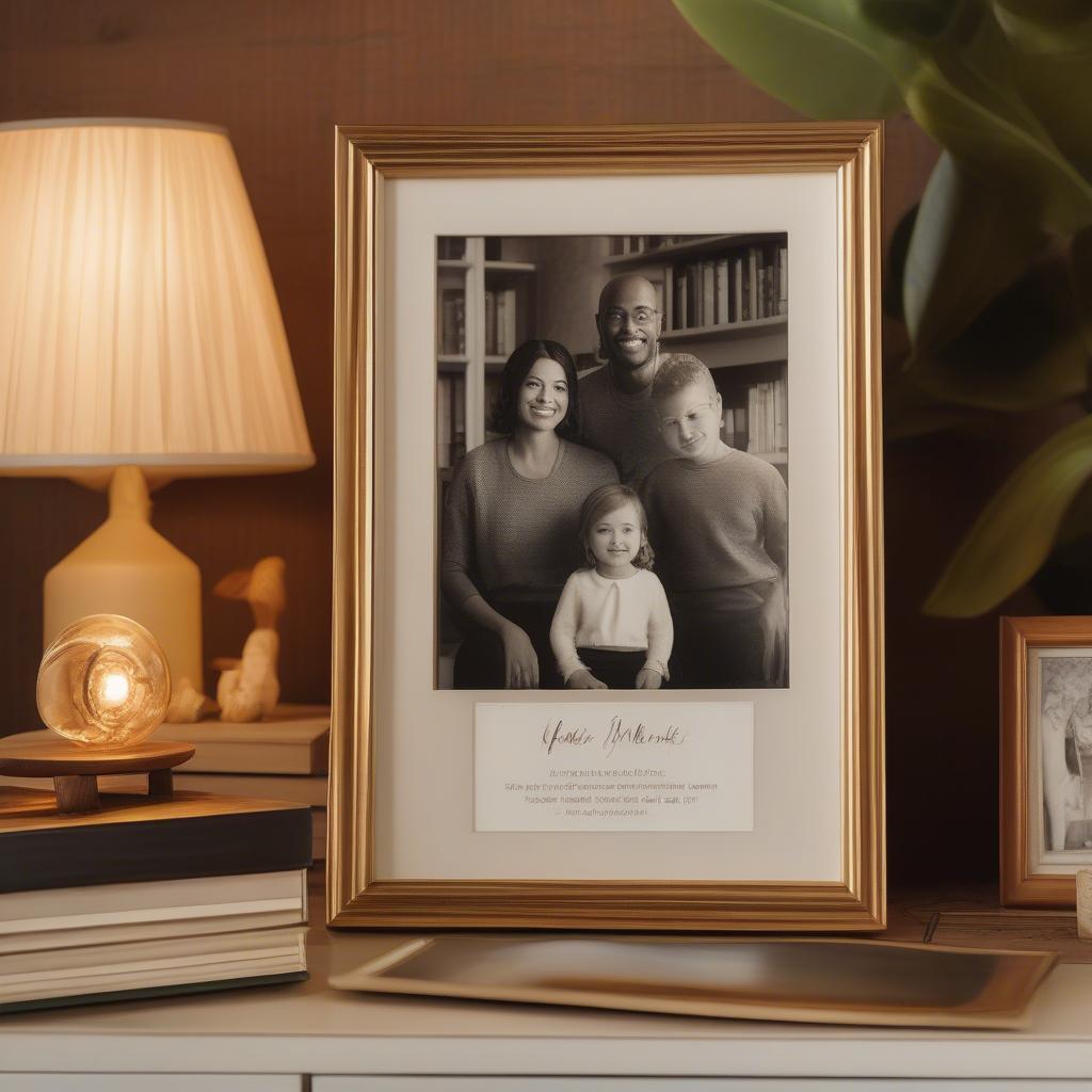 Gold Round Photo Frame in Living Room