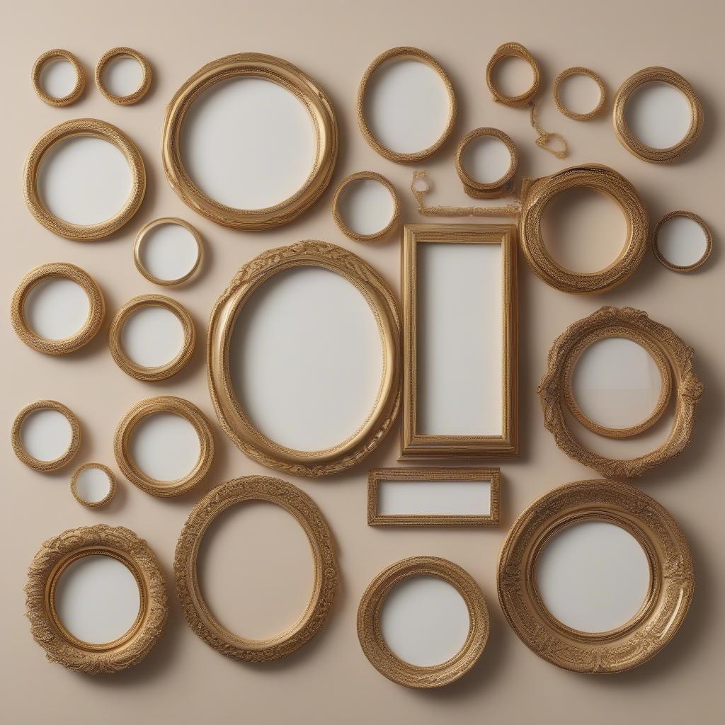 Different Sizes of Gold Round Photo Frames