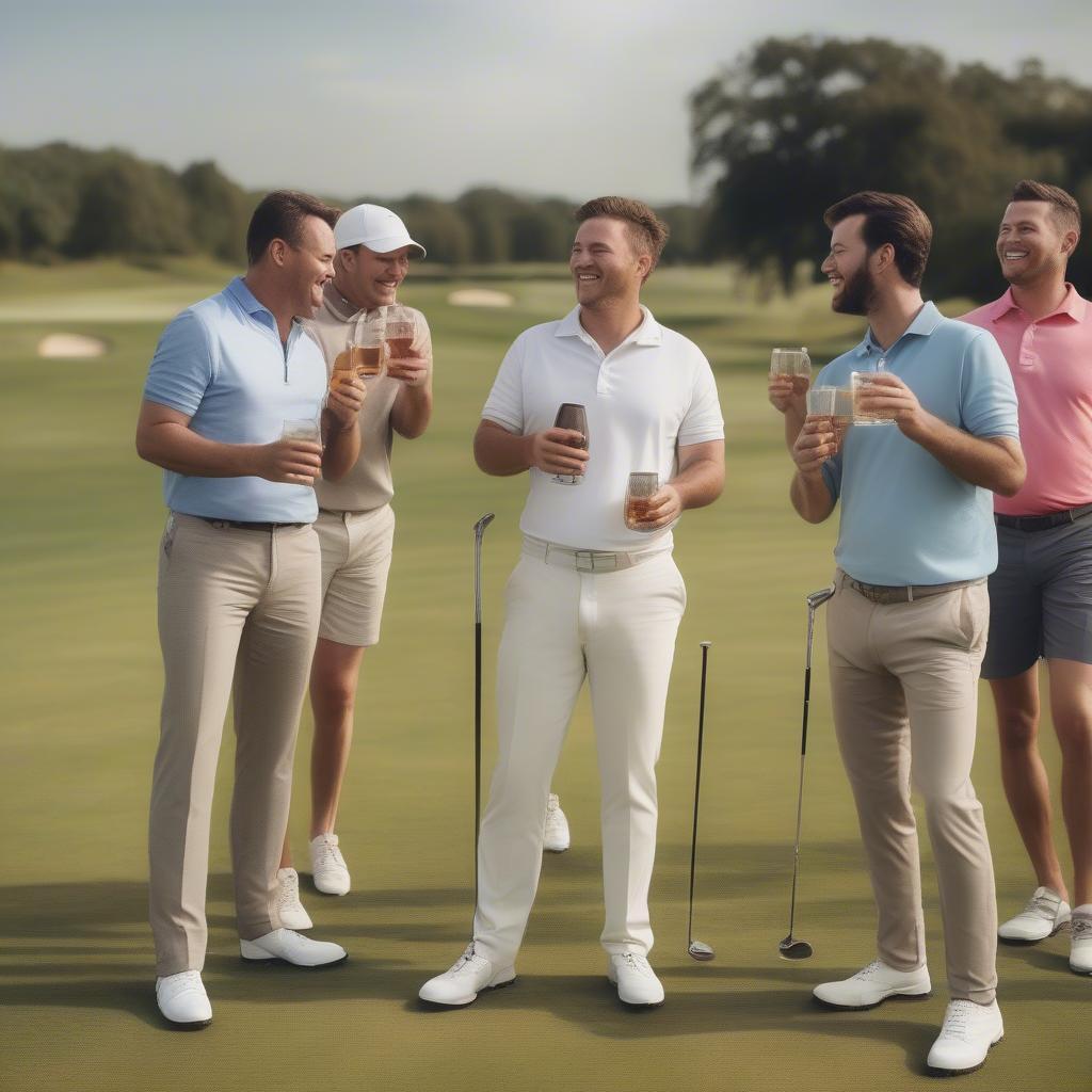 Golfers enjoying drinks responsibly on the course