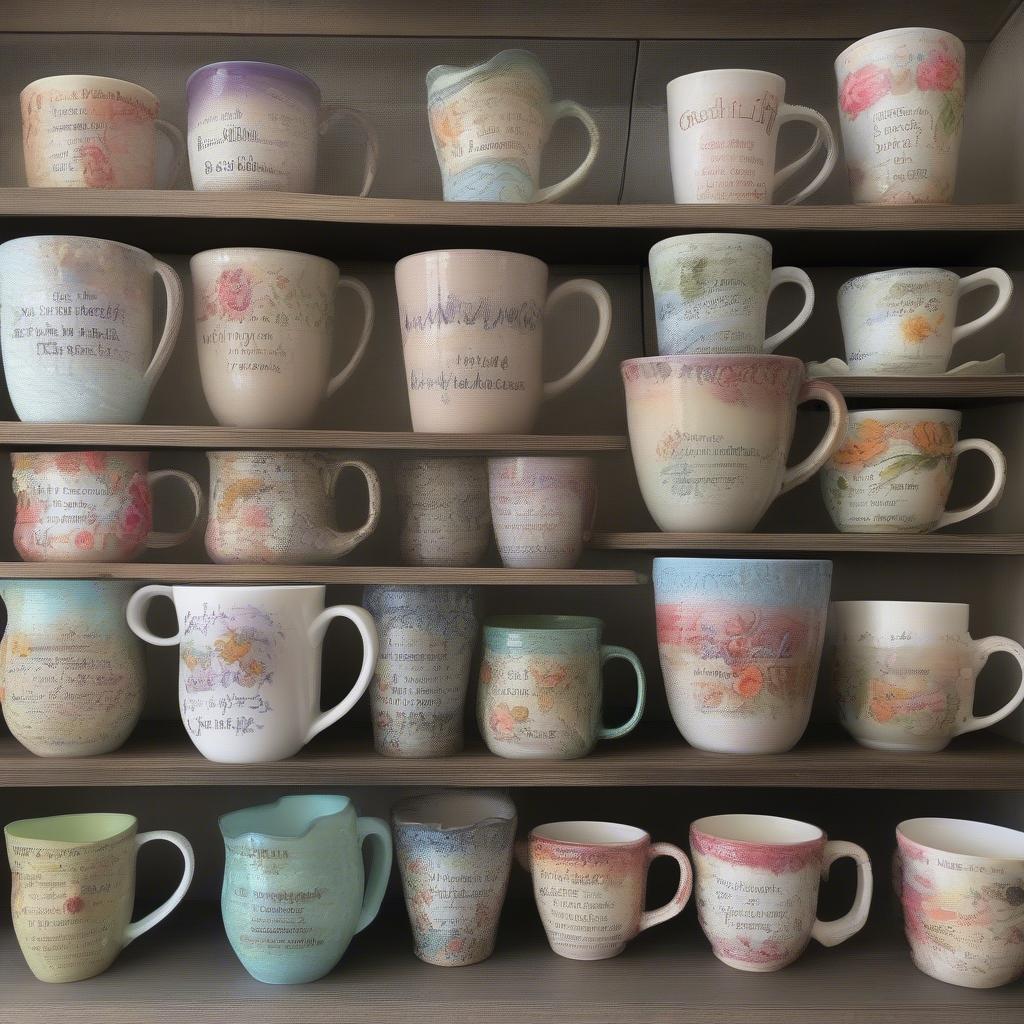 A collection of various grandma cups showcasing different designs and styles