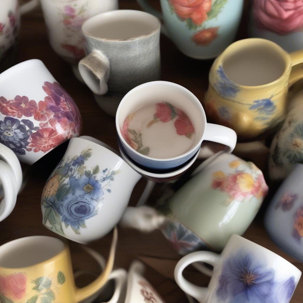 Granny Coffee Mug with Floral Patterns