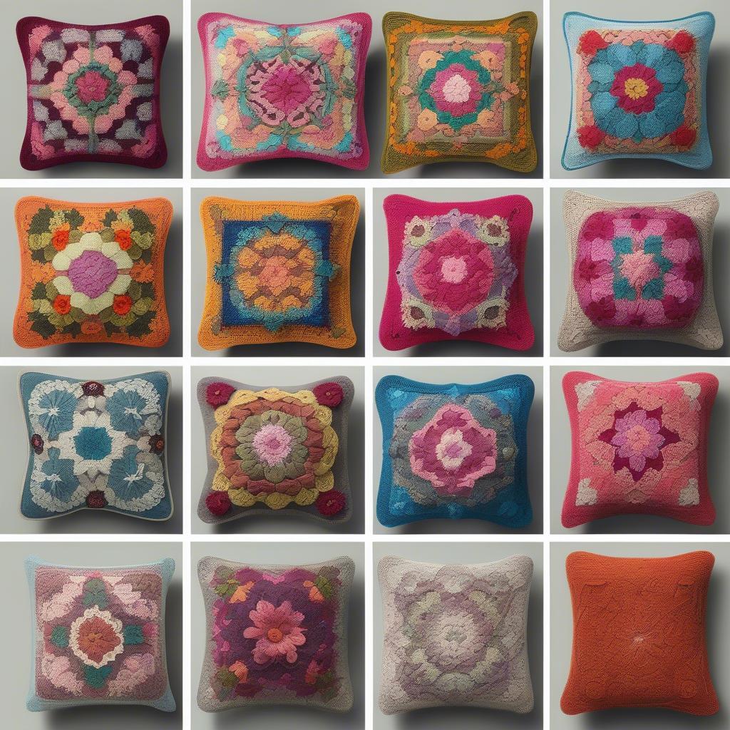 Variety of Granny Square Pillow Covers