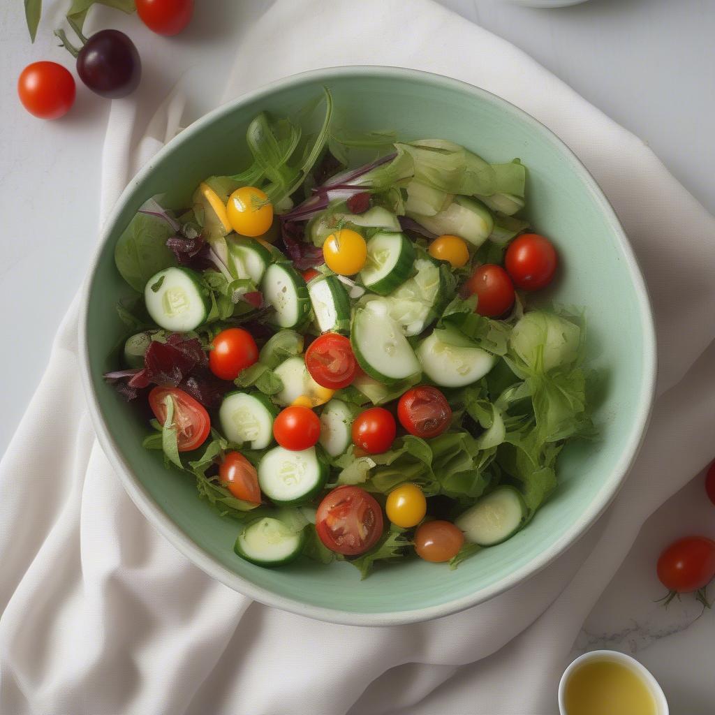 Green Bowl Filled with Salad