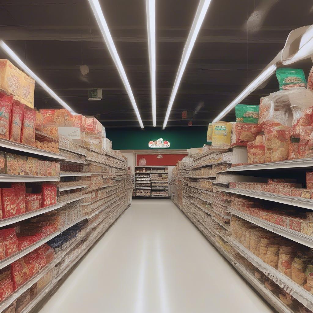 Grocery store aisle filled with Christmas cookies