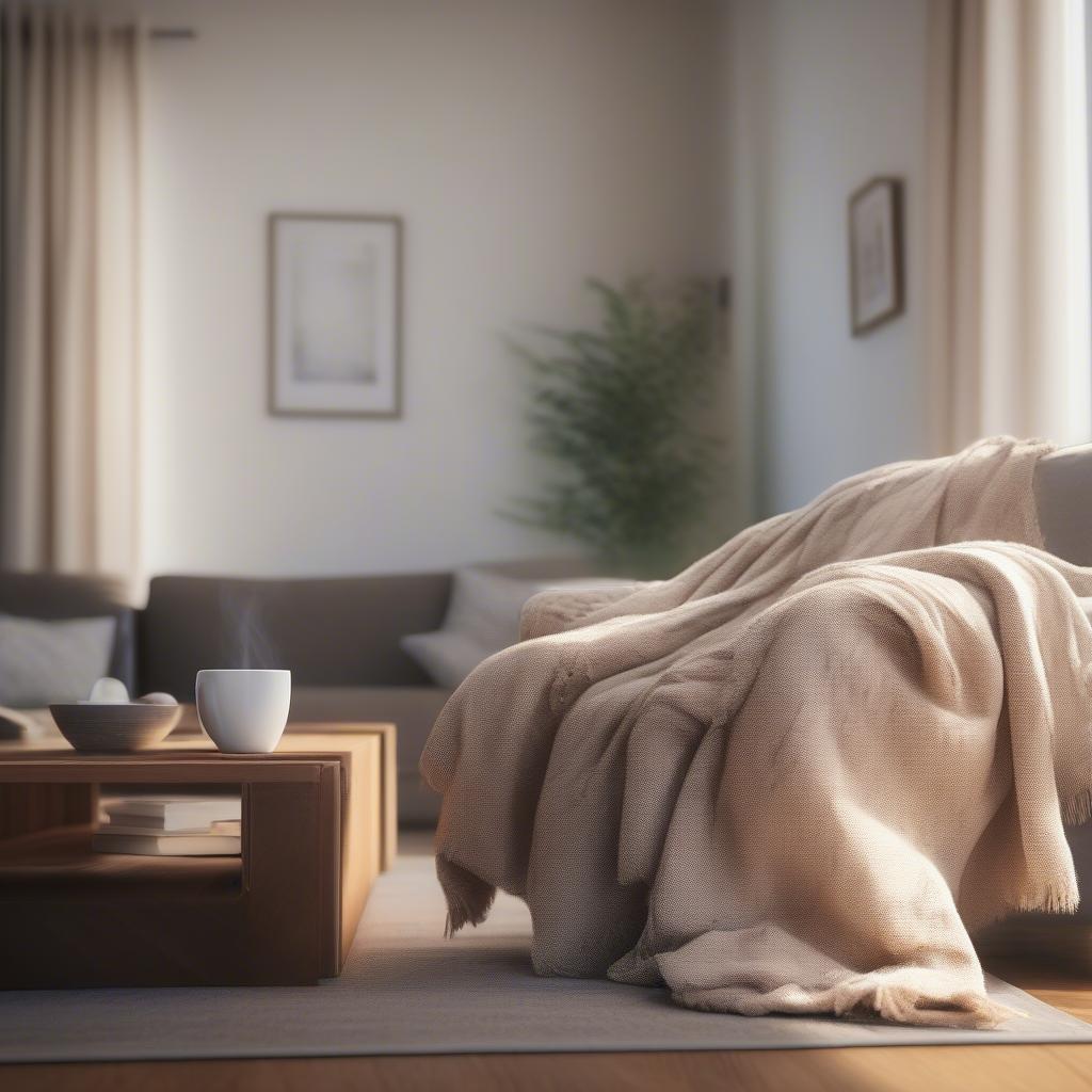 Cozy Living Room with Groupon Blanket