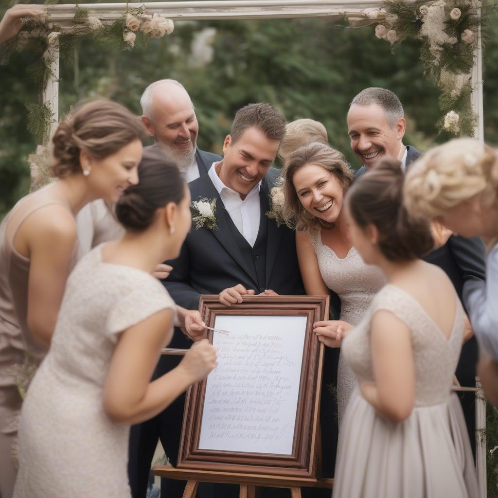 Wedding Guests Signing Picture Frame Guest Book