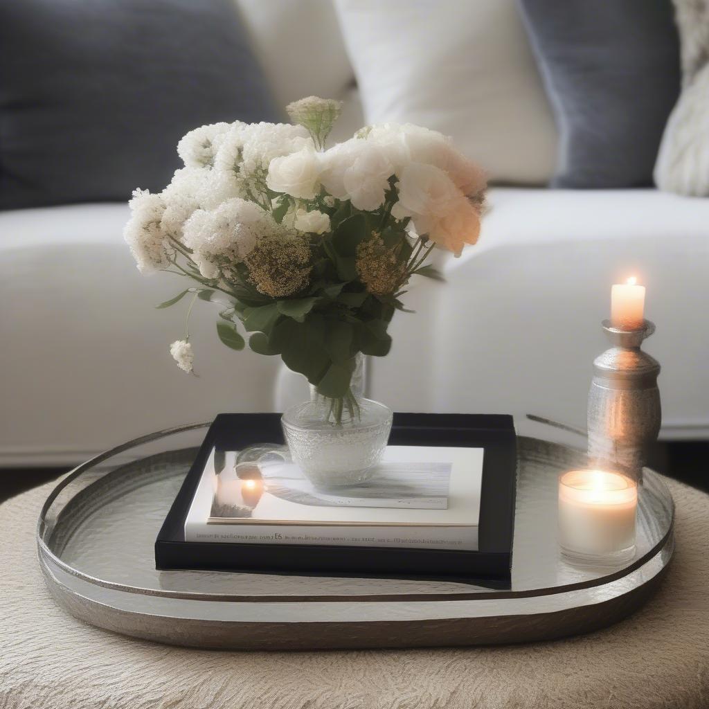 Hammered Tray on Coffee Table Decor