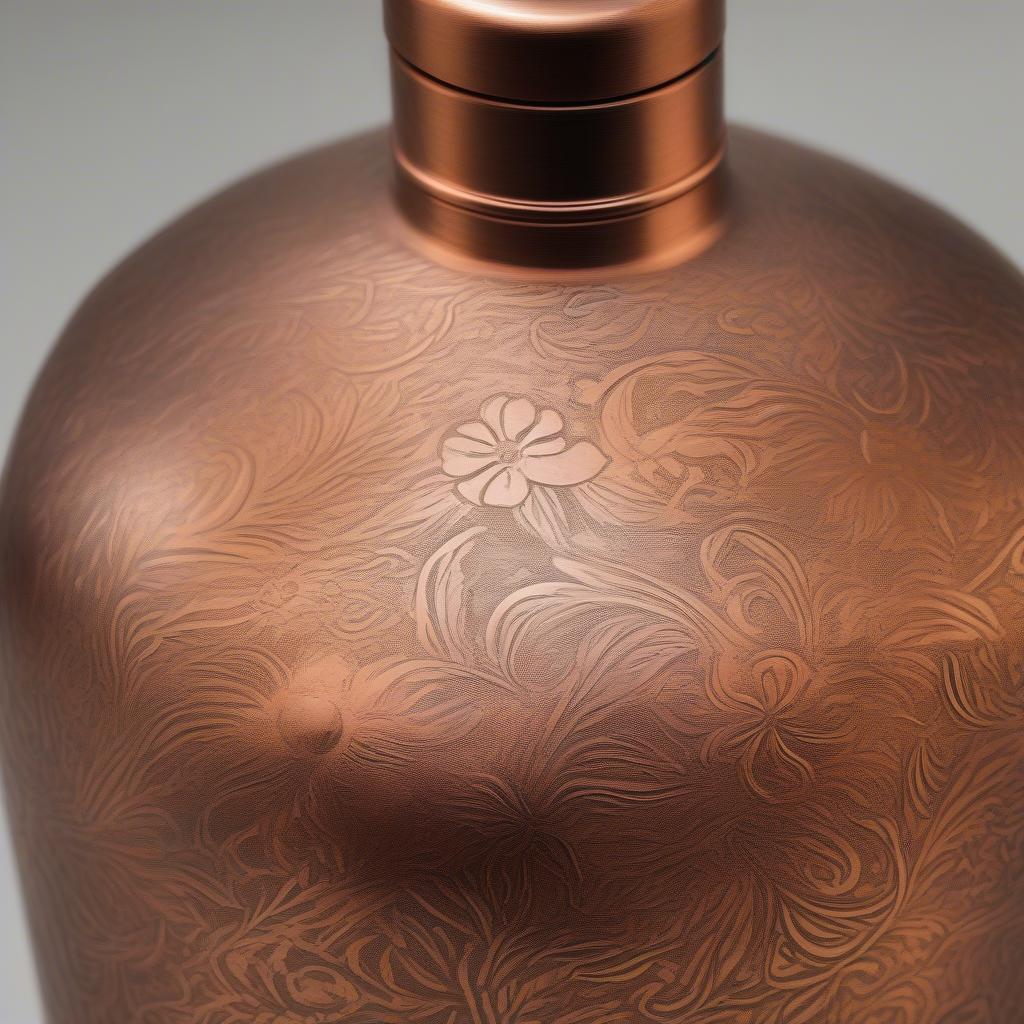 Handcrafted Copper Bottle with Intricate Design