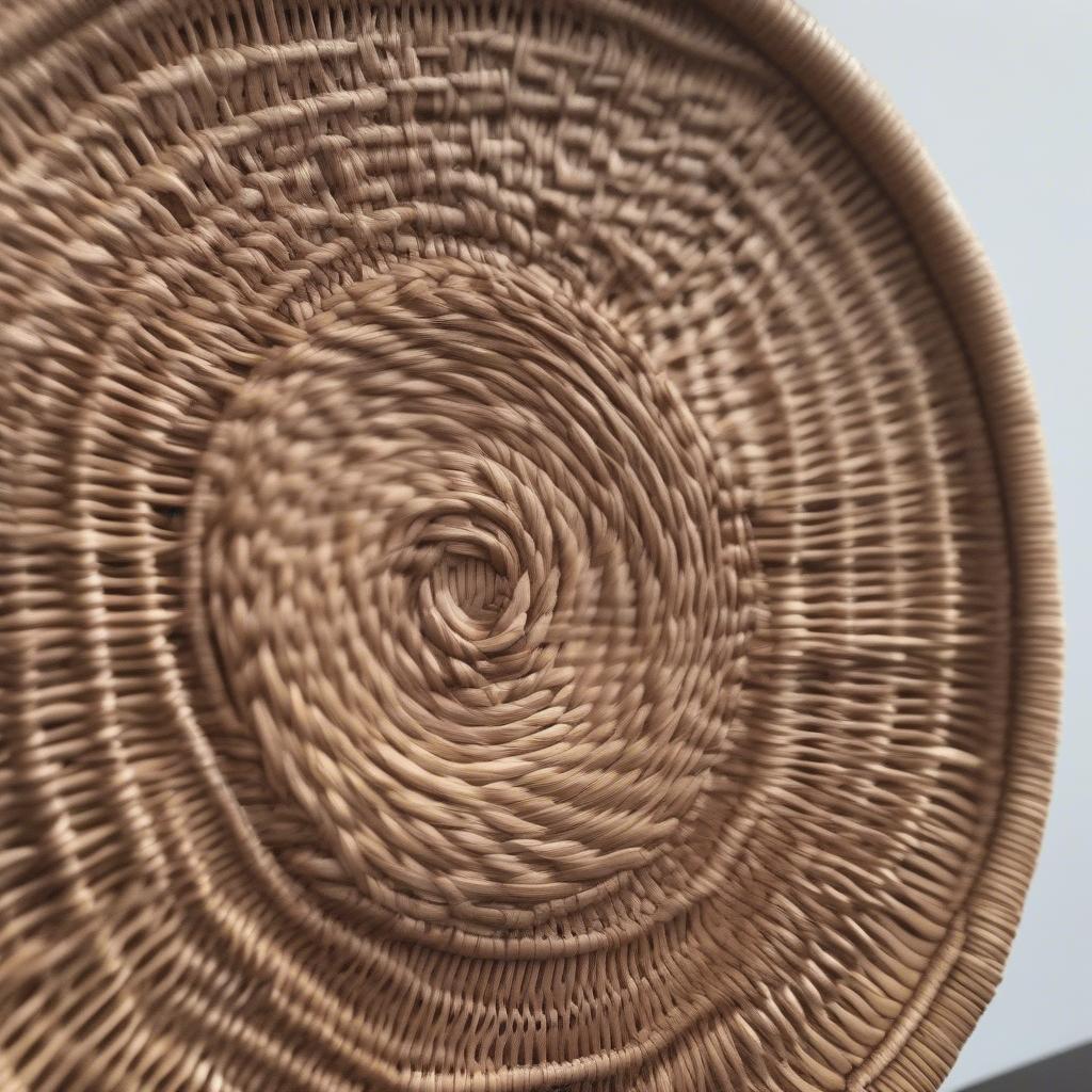 Close-up of handcrafted wicker and rattan wall decor, showcasing intricate details