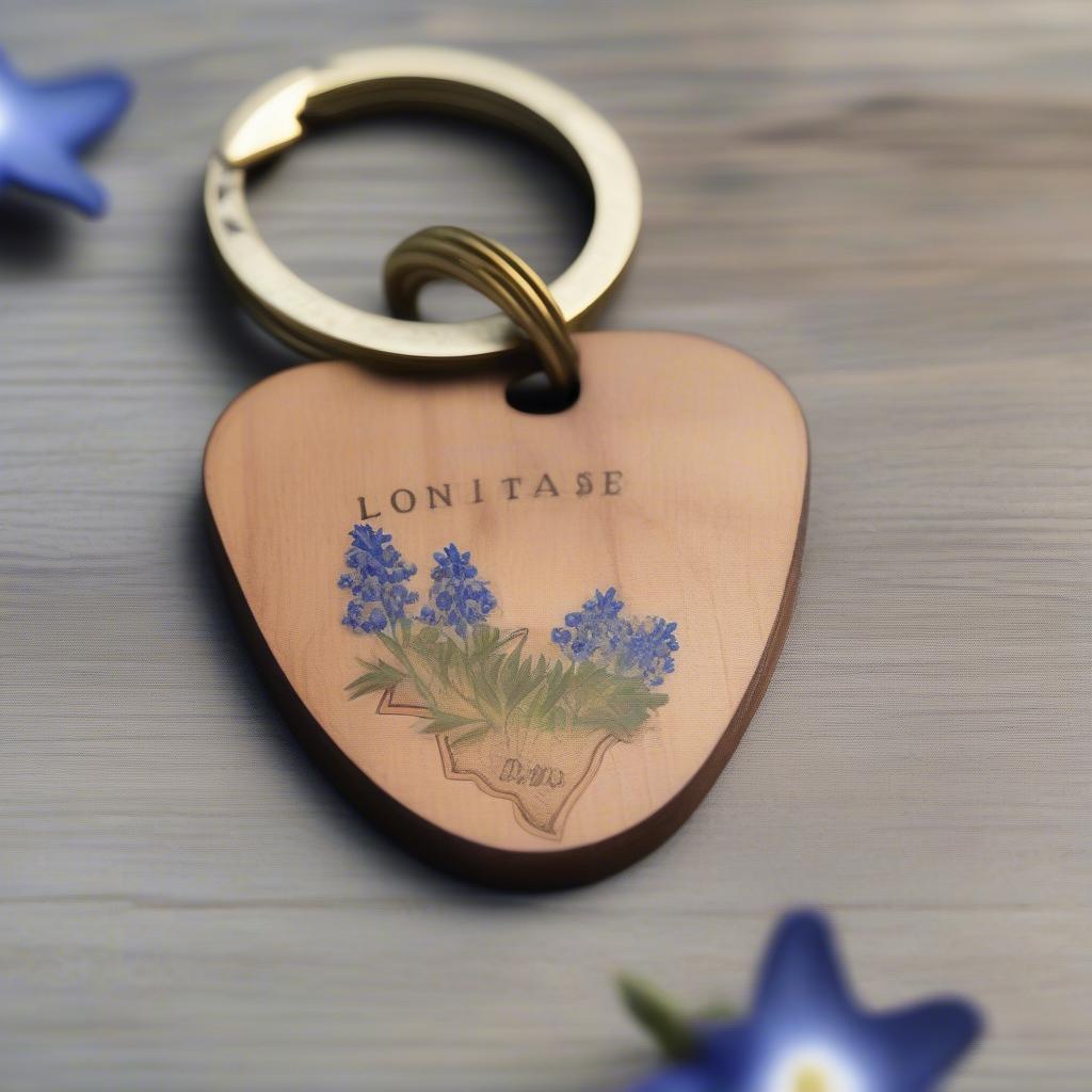 Handmade Texas Keychain with Bluebonnets