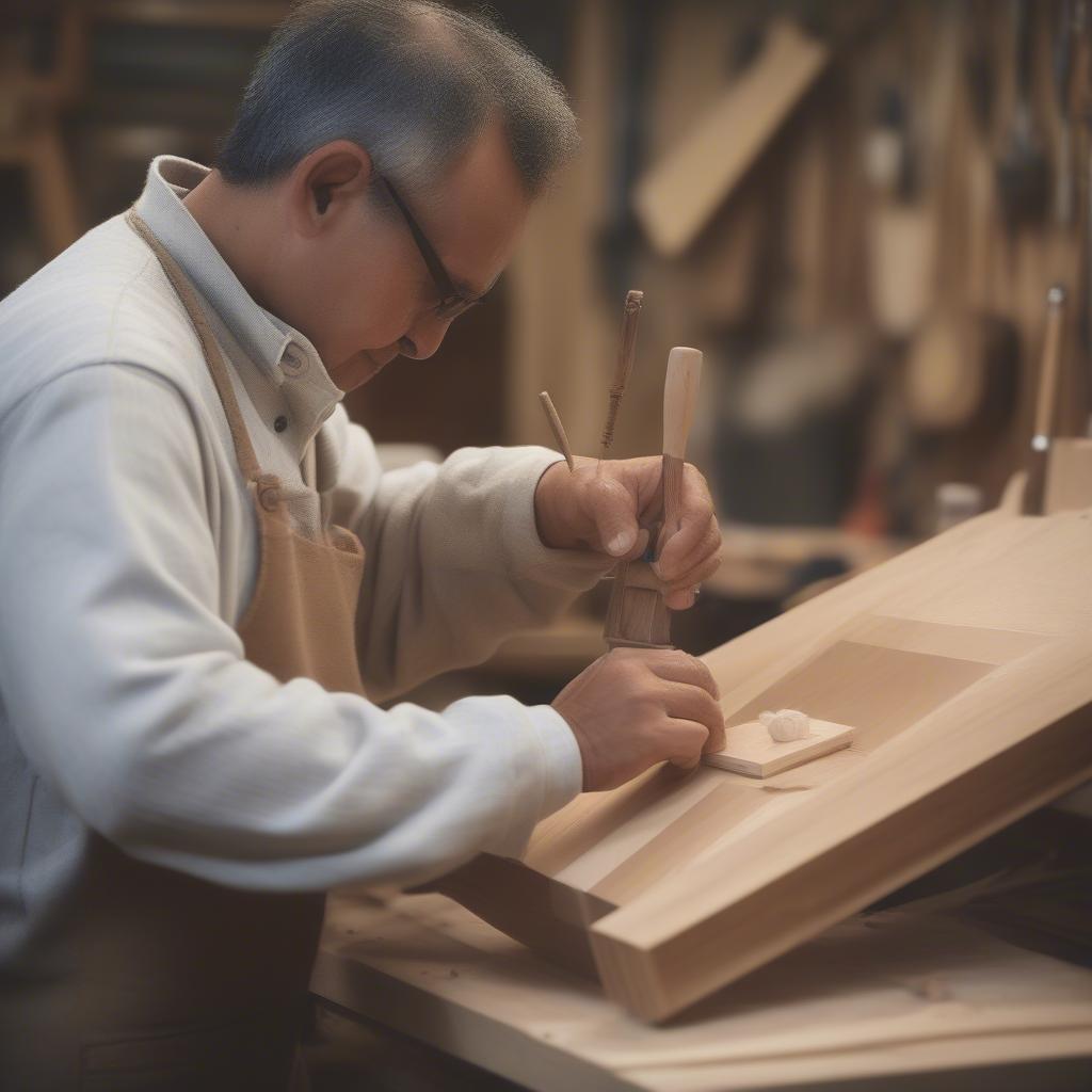 Artisan Crafting a Handmade Wood Frame