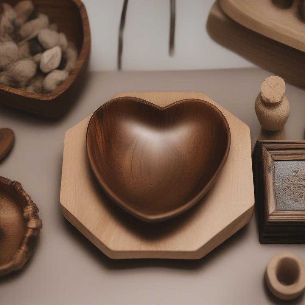 Handmade Wood Heart Bowl in an Artisan Shop