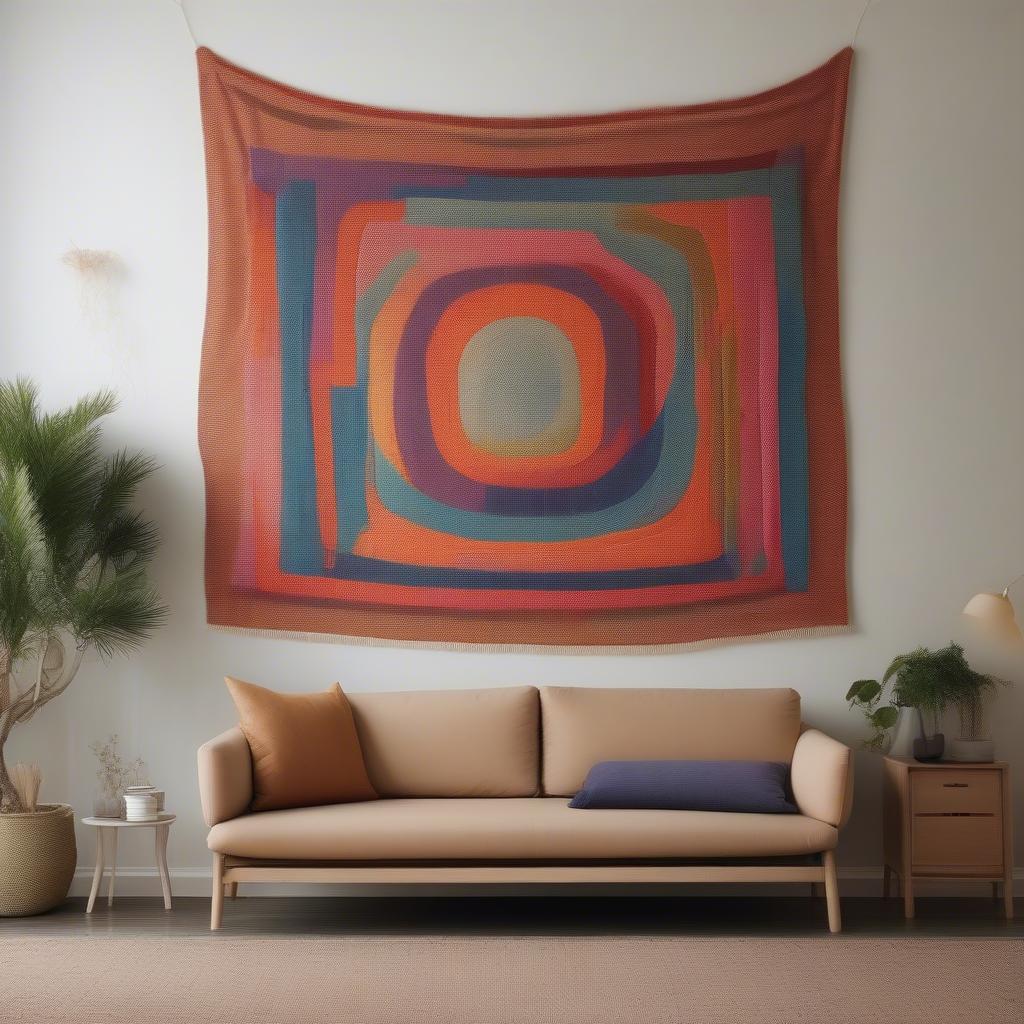 Handmade woven art adding a unique touch to a living room