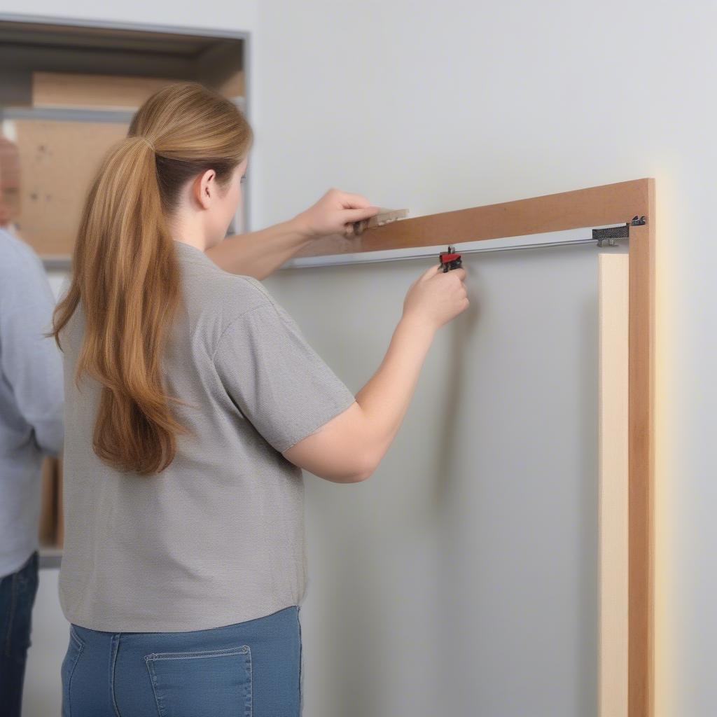 Hanging a 20x30 Frame Securely: Using a level and heavy-duty picture hooks to hang a large frame on a wall.