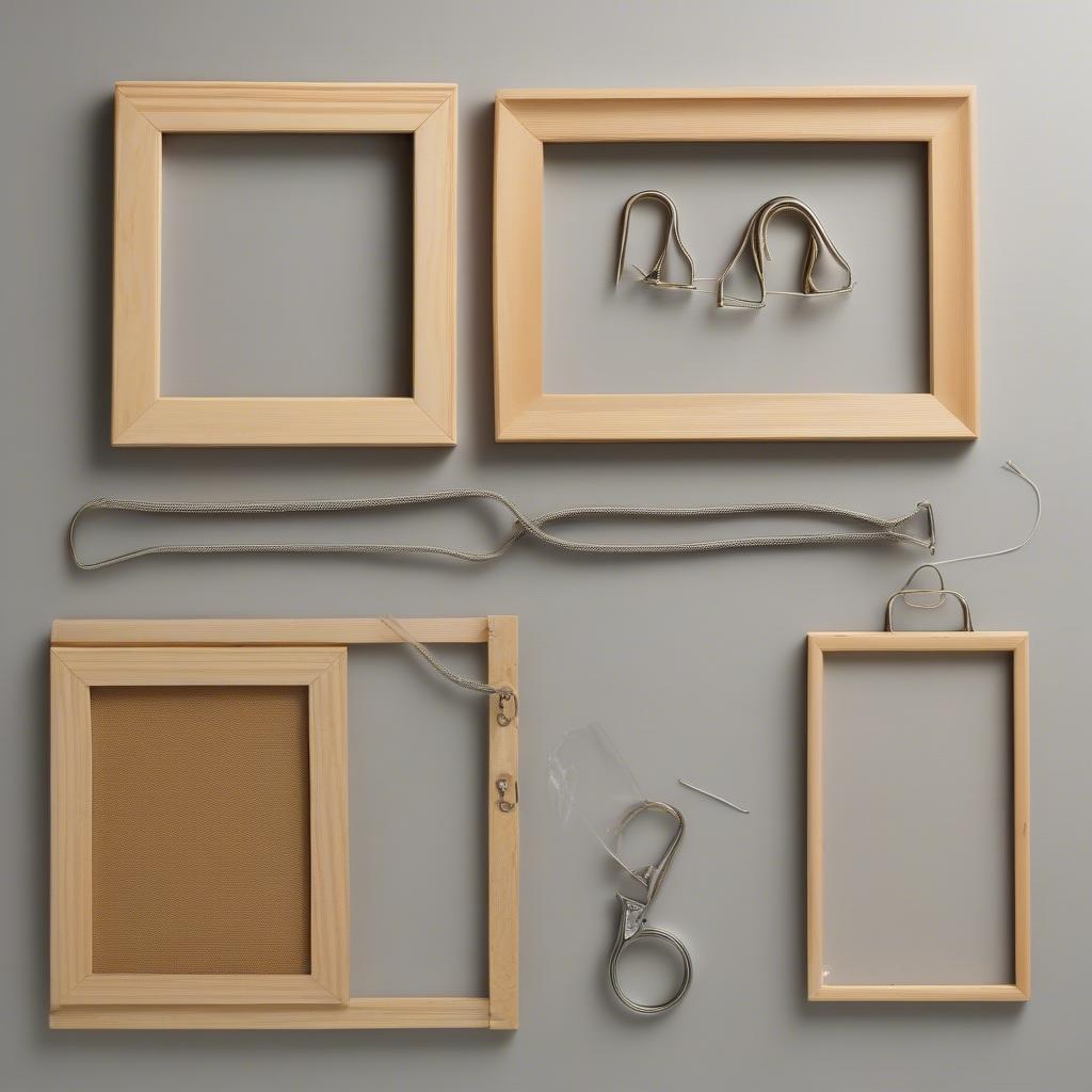 Hanging a Wooden Picture Frame: Demonstrating how to hang a wooden picture frame using different methods, including D-rings and wire, sawtooth hangers, and picture hooks.