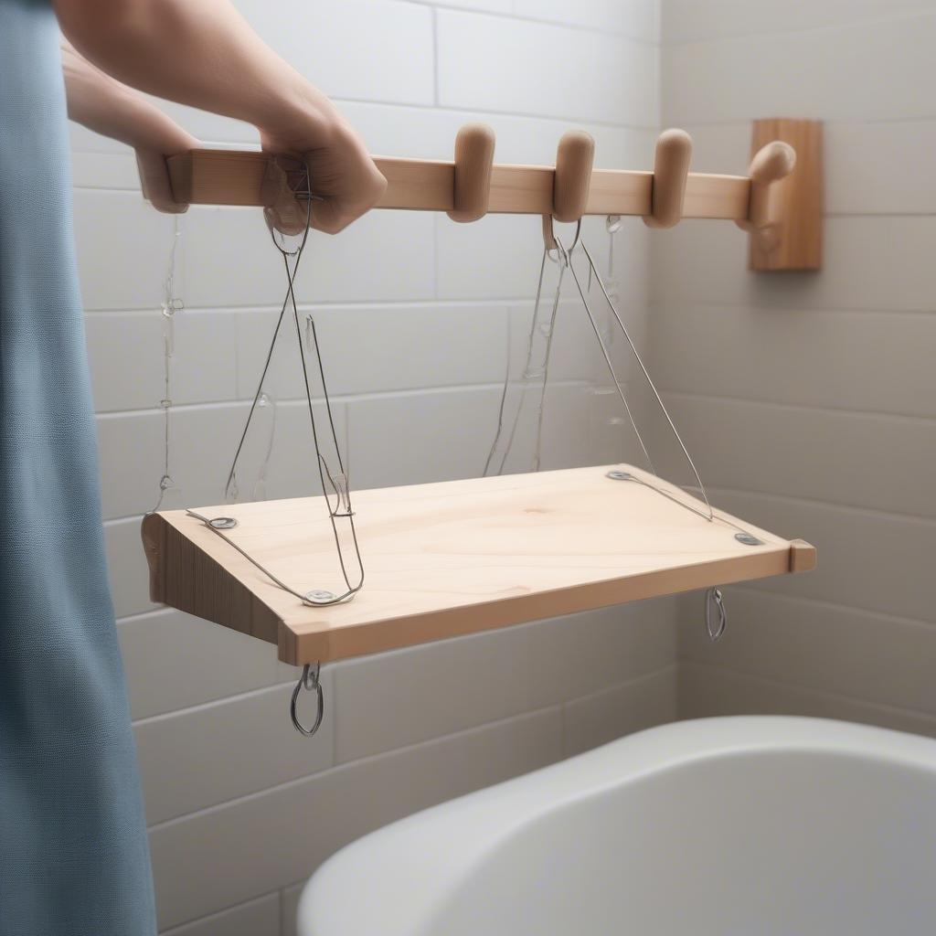 How to hang a bath sign securely using appropriate hooks.