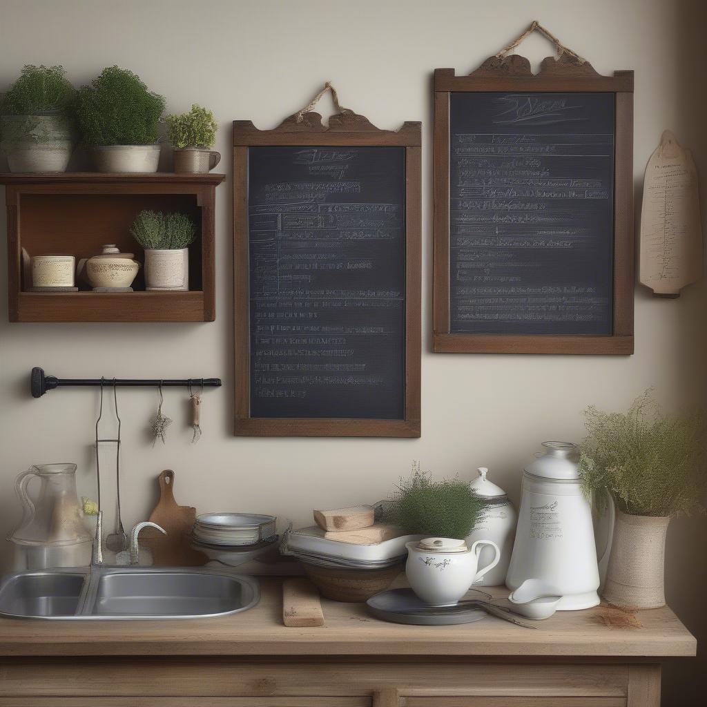 Hanging Blackboard in a Kitchen Setting