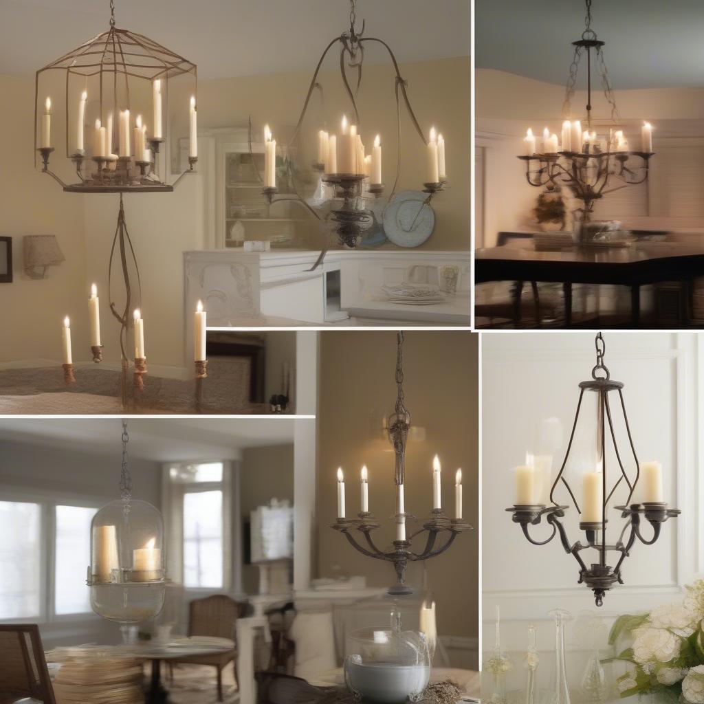 Hanging candles used in various rooms of a home, showcasing their versatility.