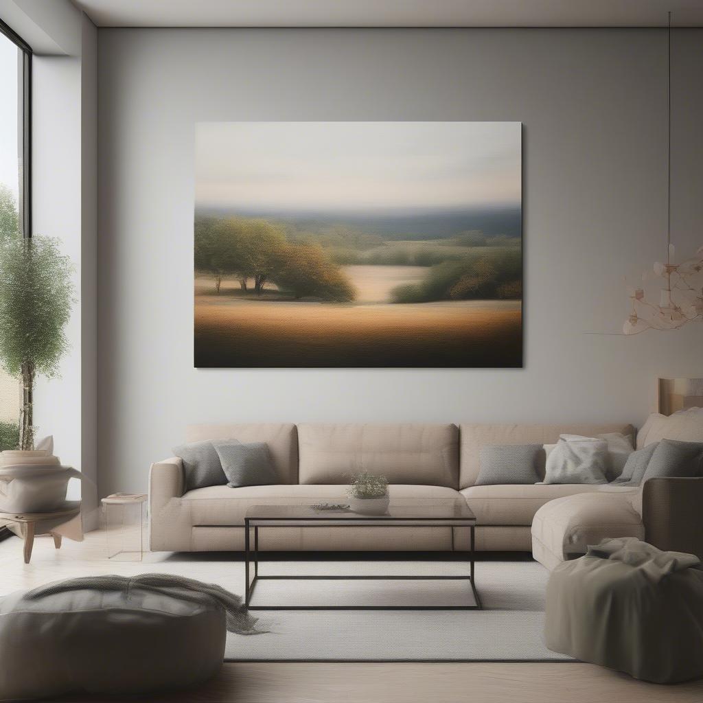 Hanging Canvas Wall Art in a Living Room