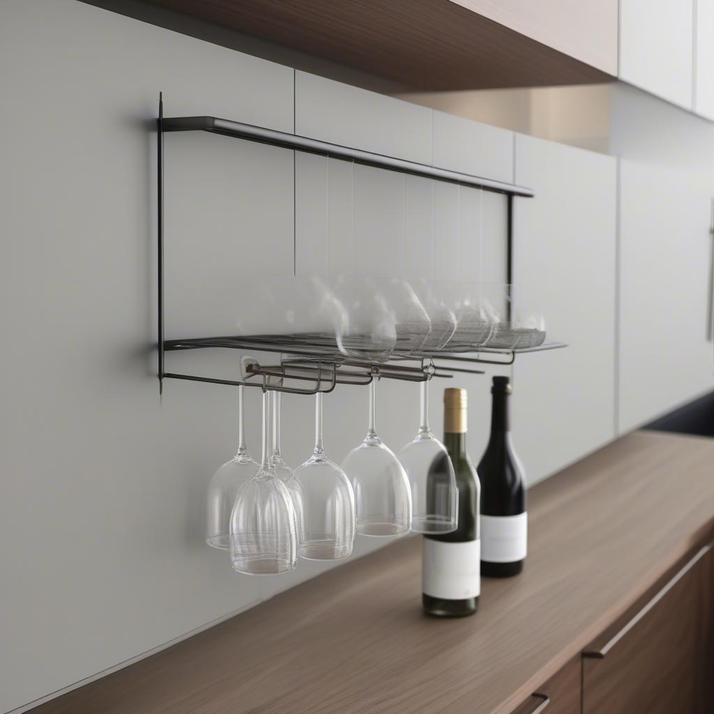 Hanging glasses display in a modern kitchen