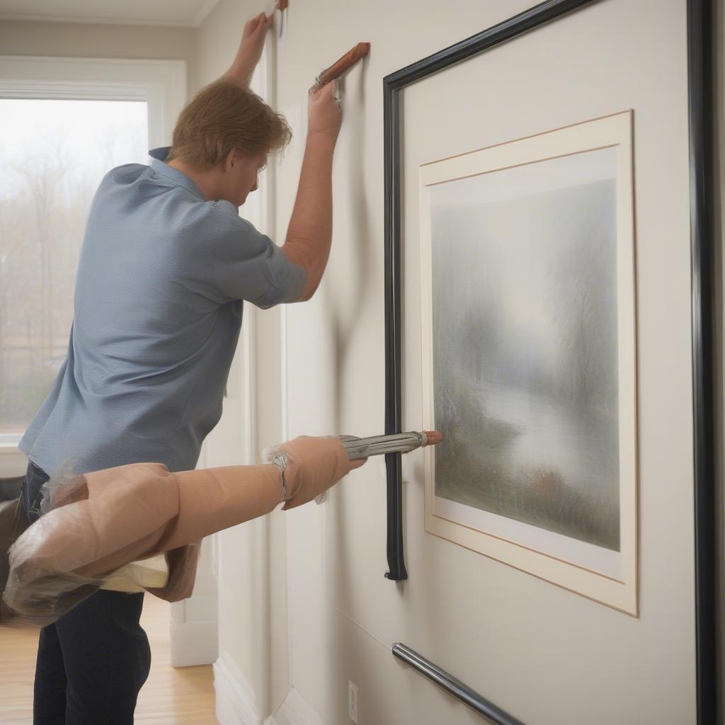 Properly hanging a large picture with a frame