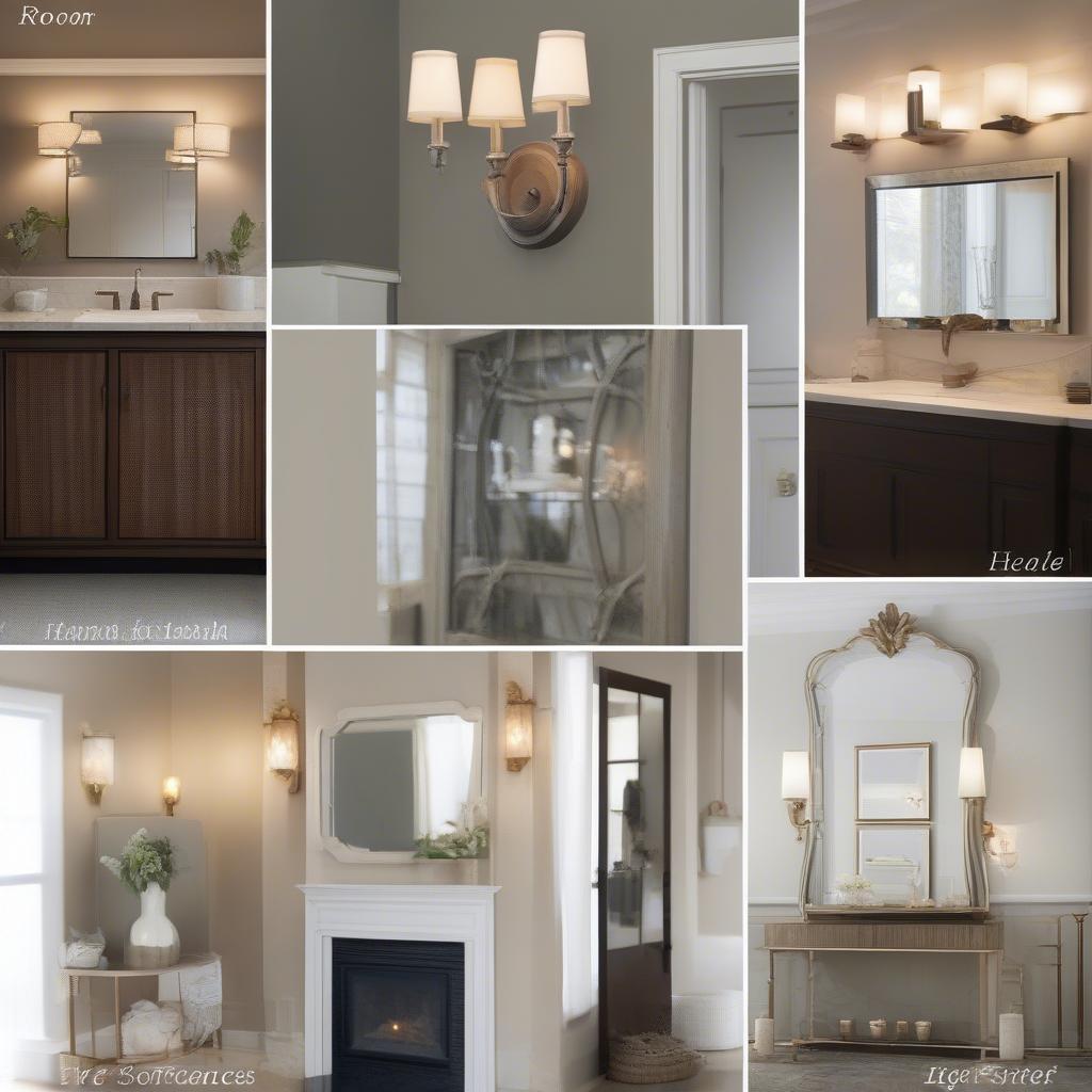 Hanging wall sconces enhance the ambiance in various rooms, from entryways to bathrooms.