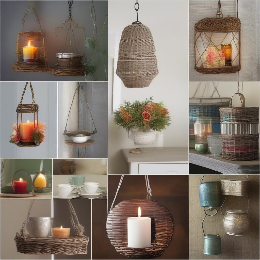 Hanging tea candle holders in various styles