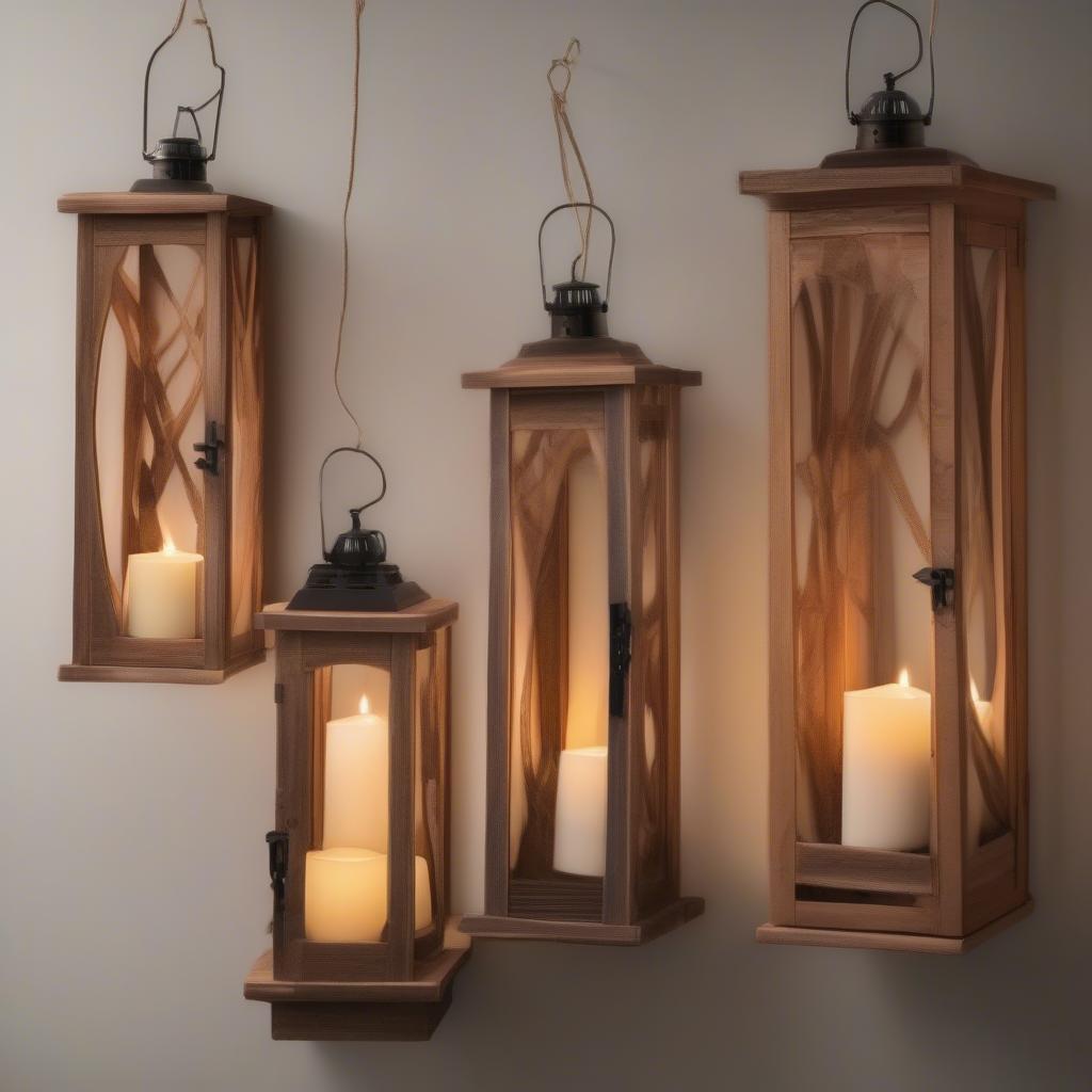 Various Lighting Options for Hanging Wood Lanterns