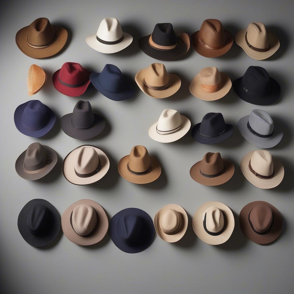 Hat Wall Organizer with Different Hat Types