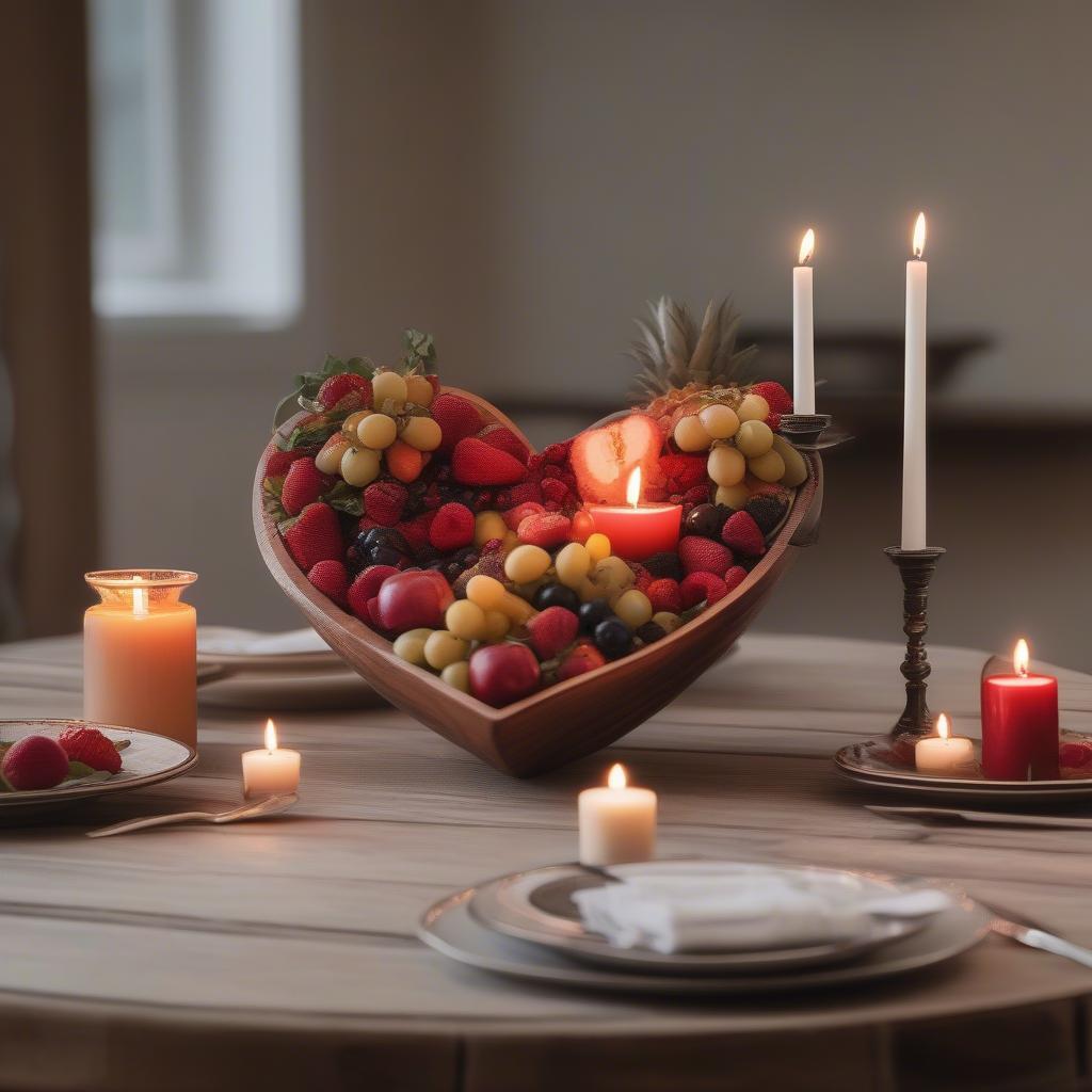 Heart Bowl Setting a Romantic Dinner Table