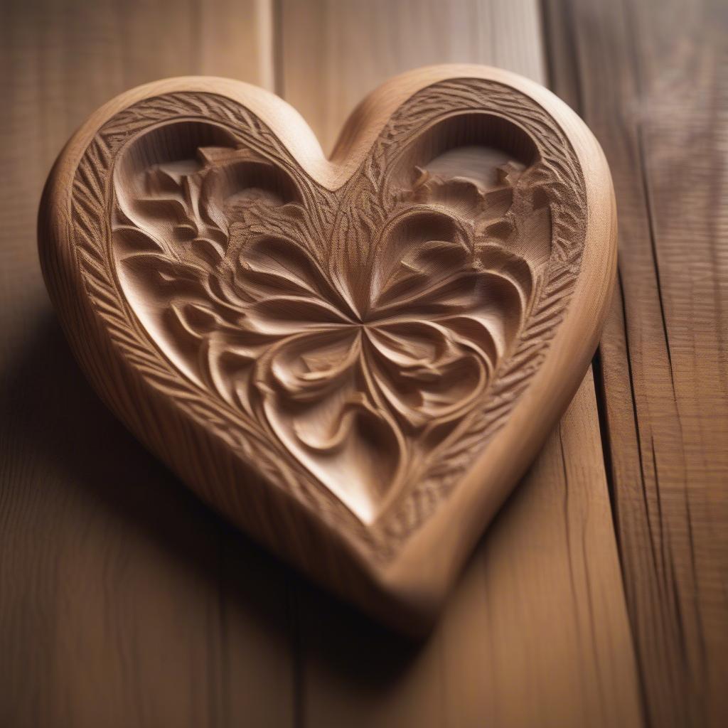 Heart Carved in Wood Showing Rustic Charm