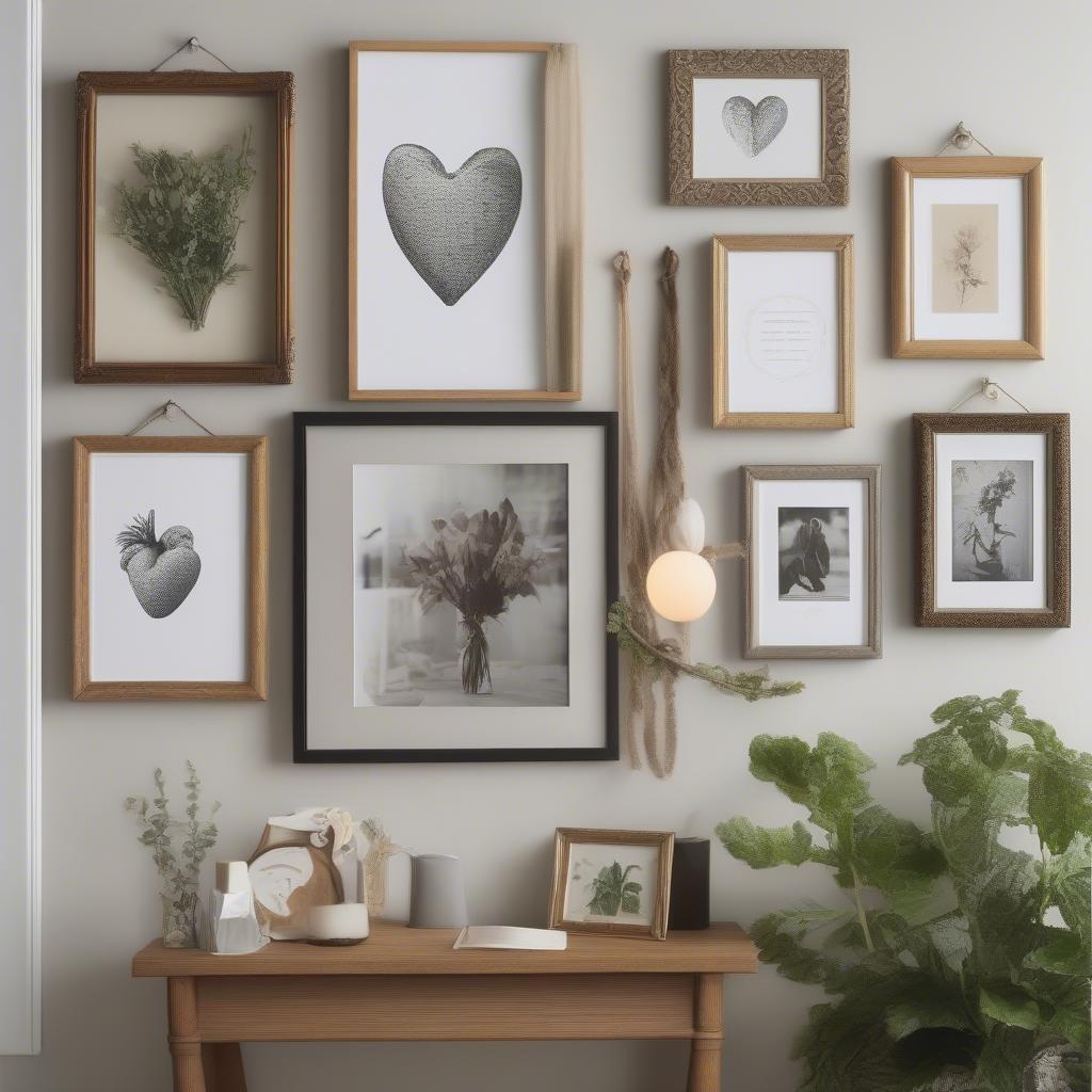 Heart on a hanger incorporated into a gallery wall