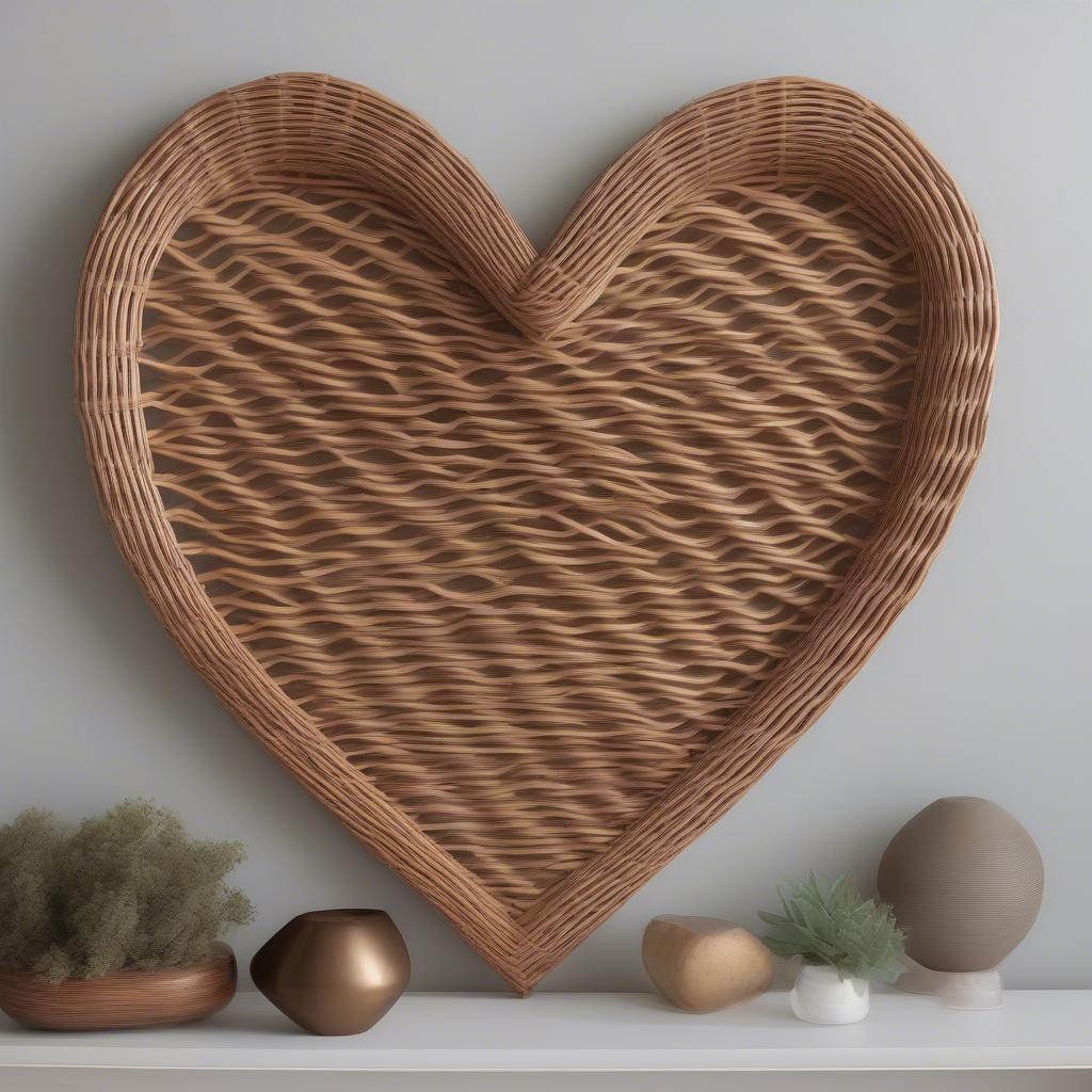 Heart-Shaped Rattan Wall Plaque