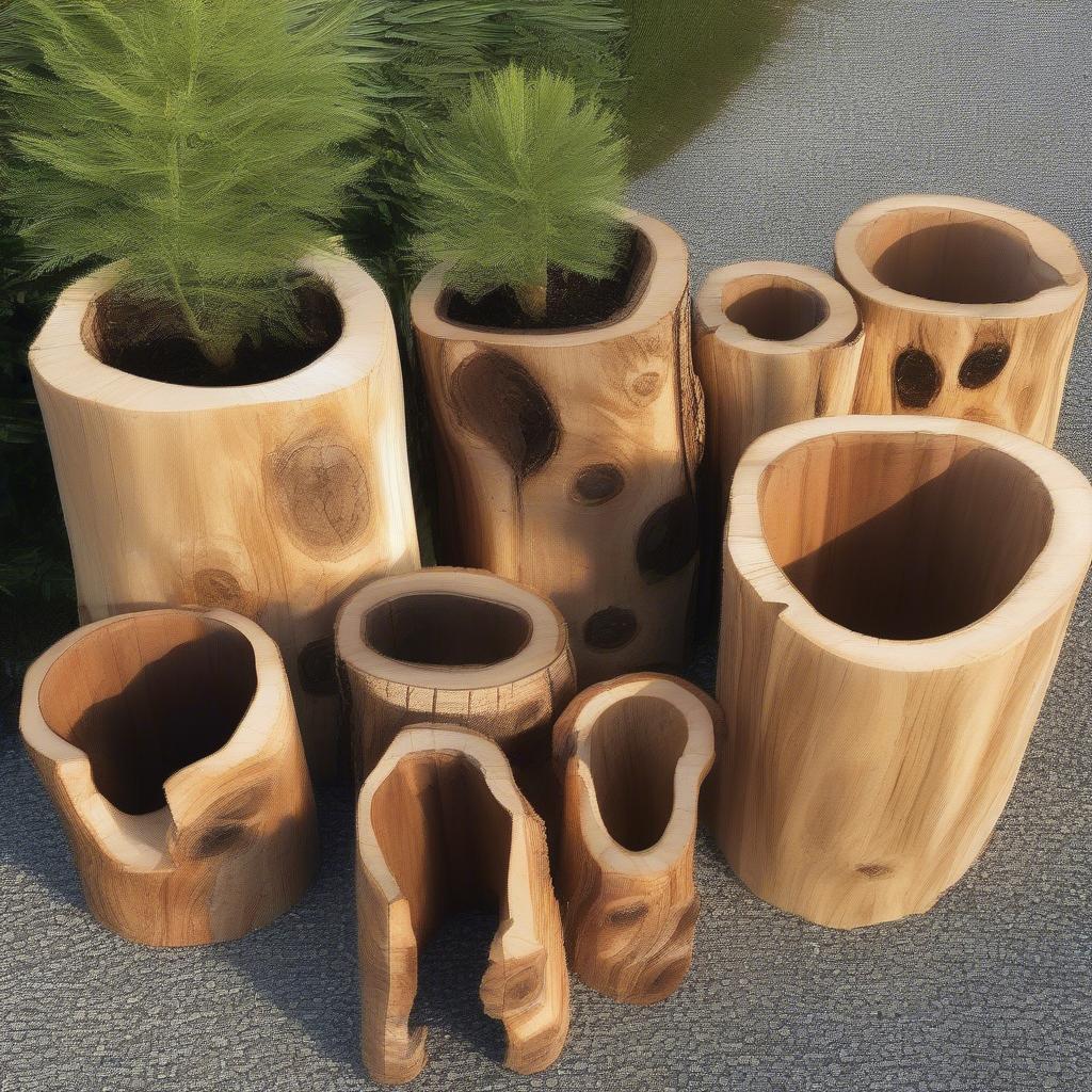 Variety of Hollow Log Planters