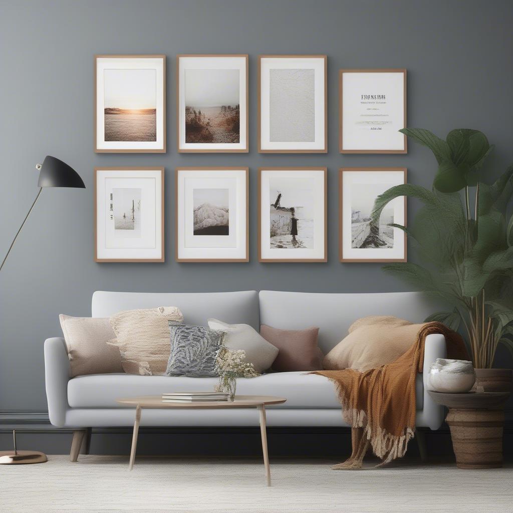 Gallery wall with home decor canvas prints