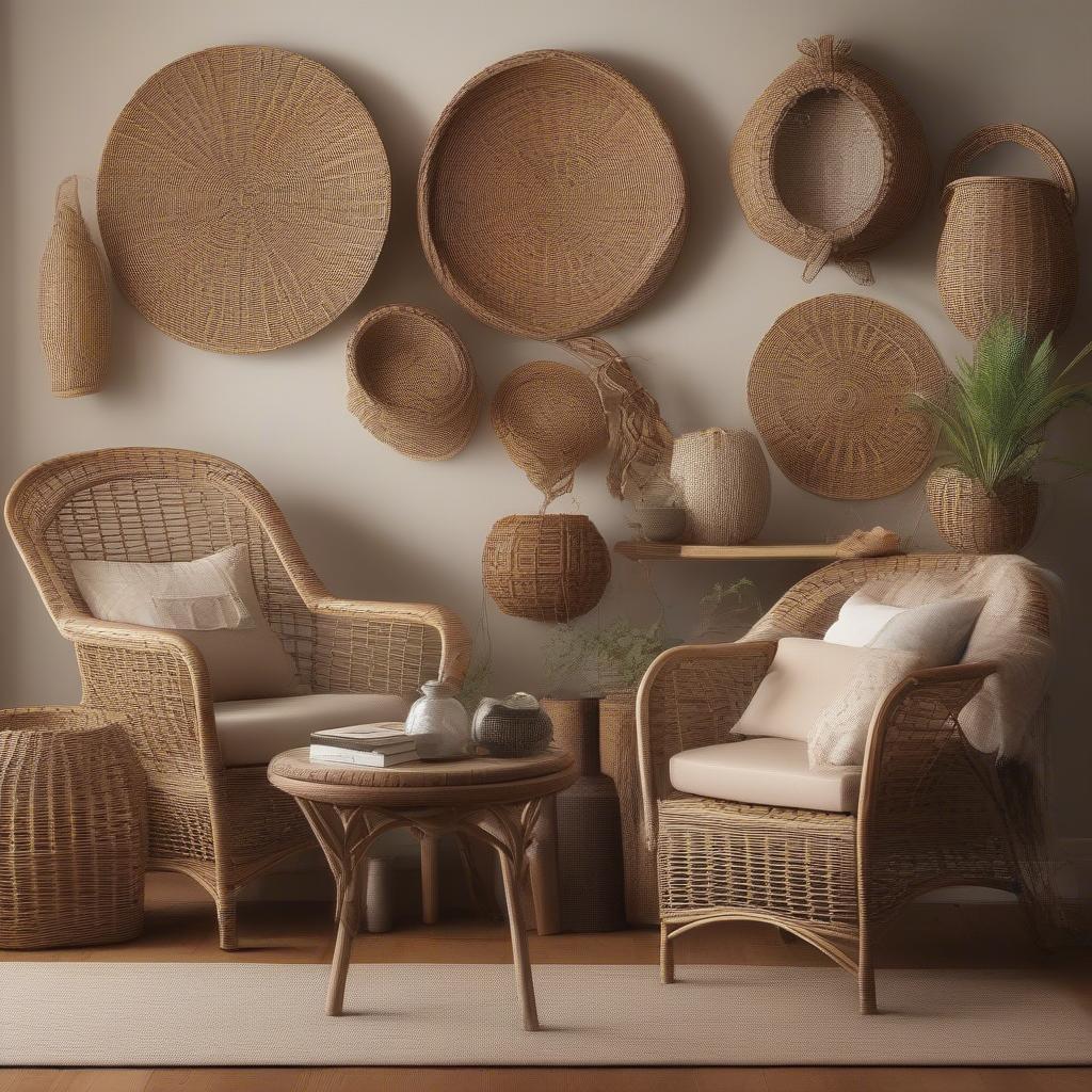 Home Gallery Display with Wicker and Rattan