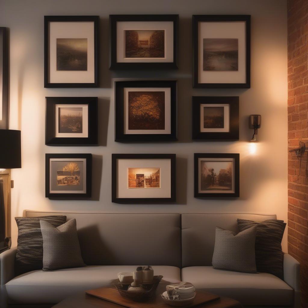 Different lighting techniques for a home picture wall