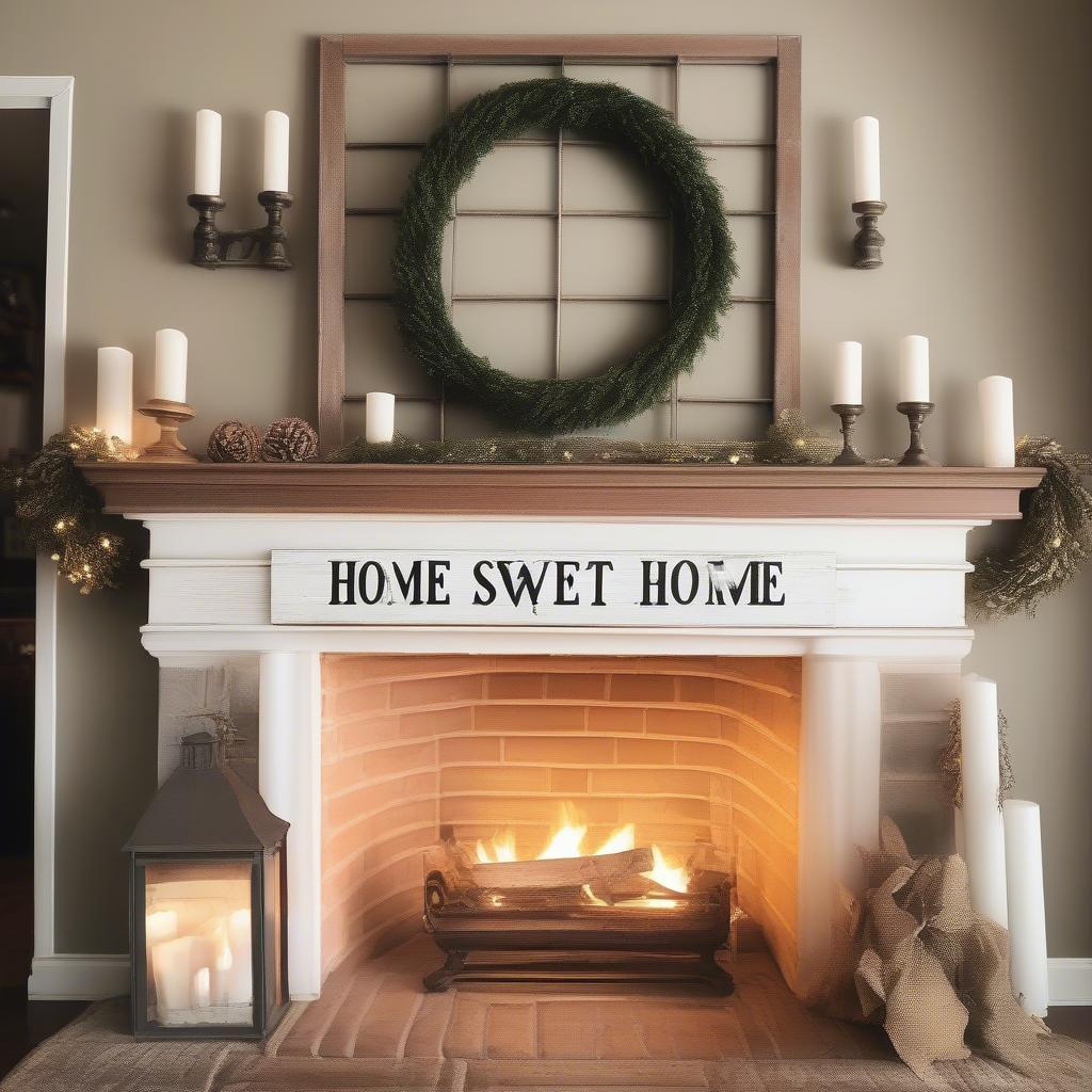 Home Sweet Home Sign in Vintage Style